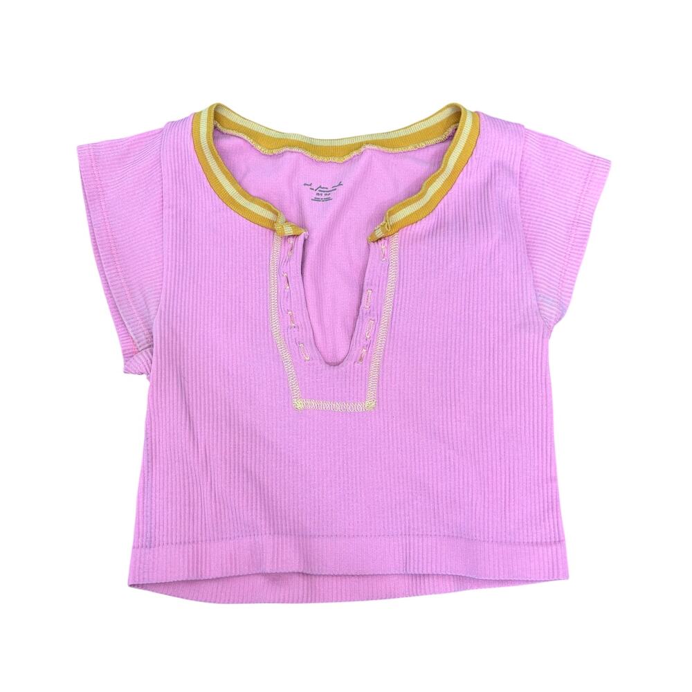 Out From Under Urban Outfitters 'Go For Gold' Ribbed Notch Neck Baby Crop Tee